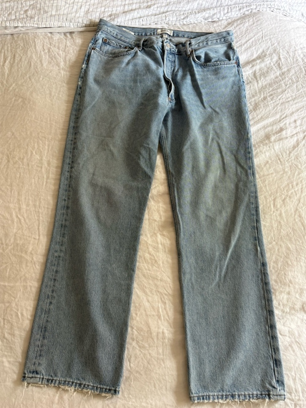 Light Blue AGOLDE High-Rise Straight Leg Jeans